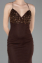 Long Brown Satin Prom Gown ABU6152