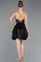 Short Black Satin Cocktail Dress ABK2624