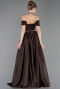 Brown Long Satin Evening Dress ABU5995