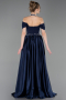 Navy Blue Long Satin Evening Dress ABU5995