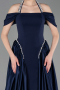 Navy Blue Long Satin Evening Dress ABU5995