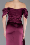 Plum Long Satin Mermaid Evening Gown ABU5765