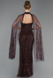 Long Brown Beaded Evening Dress ABU6154