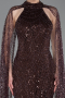 Long Brown Beaded Evening Dress ABU6154