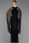 Long Black Beaded Evening Dress ABU6154