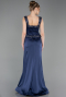 Long Navy Blue Satin Mermaid Prom Dress ABU6155