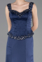 Long Navy Blue Satin Mermaid Prom Dress ABU6155