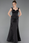 Long Black Satin Mermaid Prom Dress ABU6155