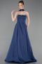 Long Navy Blue Satin Evening Dress ABU6156