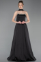 Long Black Satin Evening Dress ABU6156