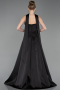Long Black Satin Evening Dress ABU6156