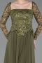 Long Olive Drab Chiffon Evening Dress ABU6157