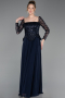 Long Navy Blue Chiffon Evening Dress ABU6157