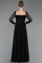 Long Black Chiffon Evening Dress ABU6157