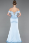 Long Light Blue Satin Prom Gown ABU6158