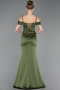 Long Olive Drab Satin Prom Gown ABU6158