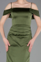 Long Olive Drab Satin Prom Gown ABU6158