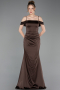 Long Brown Satin Prom Gown ABU6158