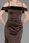 Long Brown Satin Prom Gown ABU6158