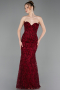 Long Burgundy Laced Evening Dress ABU6159