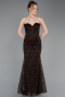 Long Brown Laced Evening Dress ABU6159