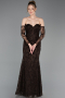 Long Brown Laced Evening Dress ABU6159