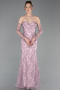 Long Powder Color Laced Evening Dress ABU6159