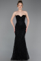 Long Black Laced Evening Dress ABU6159