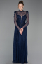 Long Navy Blue Dantelle Prom Gown ABU6160