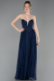 Long Navy Blue Dantelle Prom Gown ABU6160
