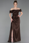 Brown Long Satin Engagement Dress ABU1606