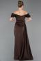 Brown Long Satin Engagement Dress ABU1606