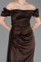 Brown Long Satin Engagement Dress ABU1606