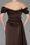 Brown Long Satin Engagement Dress ABU1606