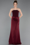 Long Burgundy Satin Prom Gown ABU6096