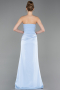 Long Light Blue Satin Prom Gown ABU6096