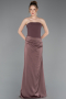 Long Brown Satin Prom Gown ABU6096