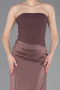 Long Brown Satin Prom Gown ABU6096