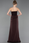 Long Dark Brown Satin Prom Gown ABU6096