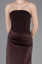 Long Dark Brown Satin Prom Gown ABU6096