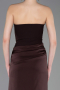 Long Dark Brown Satin Prom Gown ABU6096