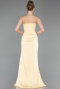 Long Yellow Satin Prom Gown ABU6096
