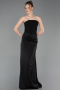 Long Black Satin Prom Gown ABU6096