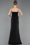 Long Black Satin Prom Gown ABU6096