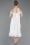 Midi White Chiffon Cocktail Dress ABK2619