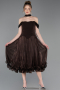 Midi Brown Chiffon Cocktail Dress ABK2619