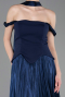 Midi Navy Blue Chiffon Cocktail Dress ABK2619