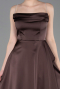 Long Brown Satin Prom Gown ABU6130