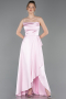 Long Powder Color Satin Prom Gown ABU6130