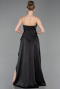 Long Black Satin Prom Gown ABU6130